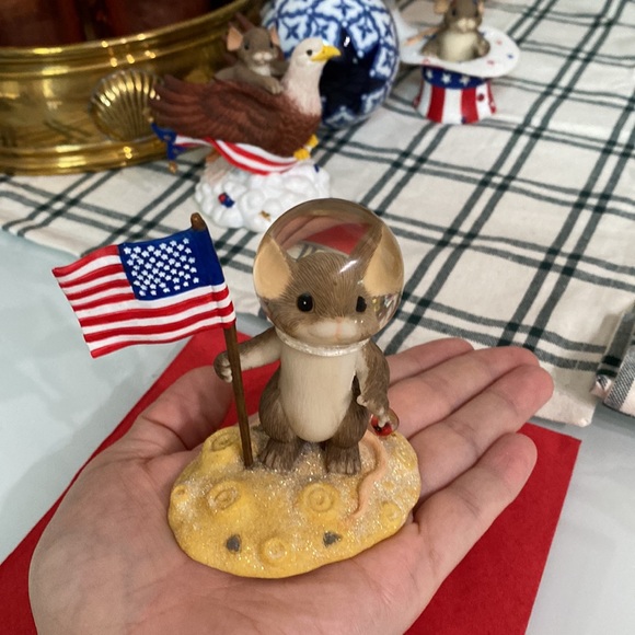 Fitz and Floyd - Charming Tails "You're Out of This World"🐭🧀🇺🇸❤️🤍💙 - Picture 7 of 7